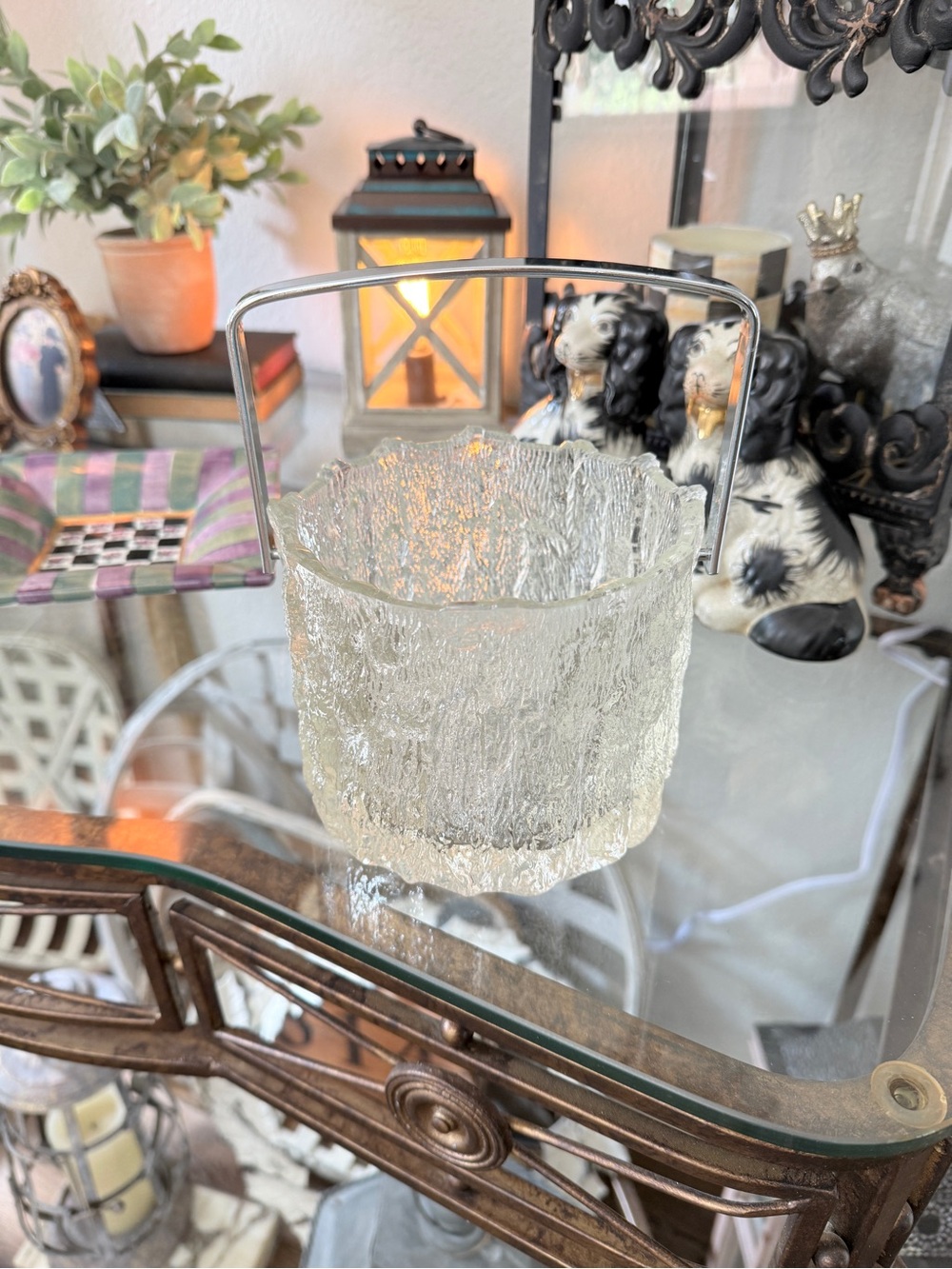 MCM Littala “Seita” Icicle Glass Ice Bucket by Tapio Wirkkala Chrome Handle - Picture 11 of 17